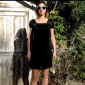 Black Formal Babydoll Dress with Bow